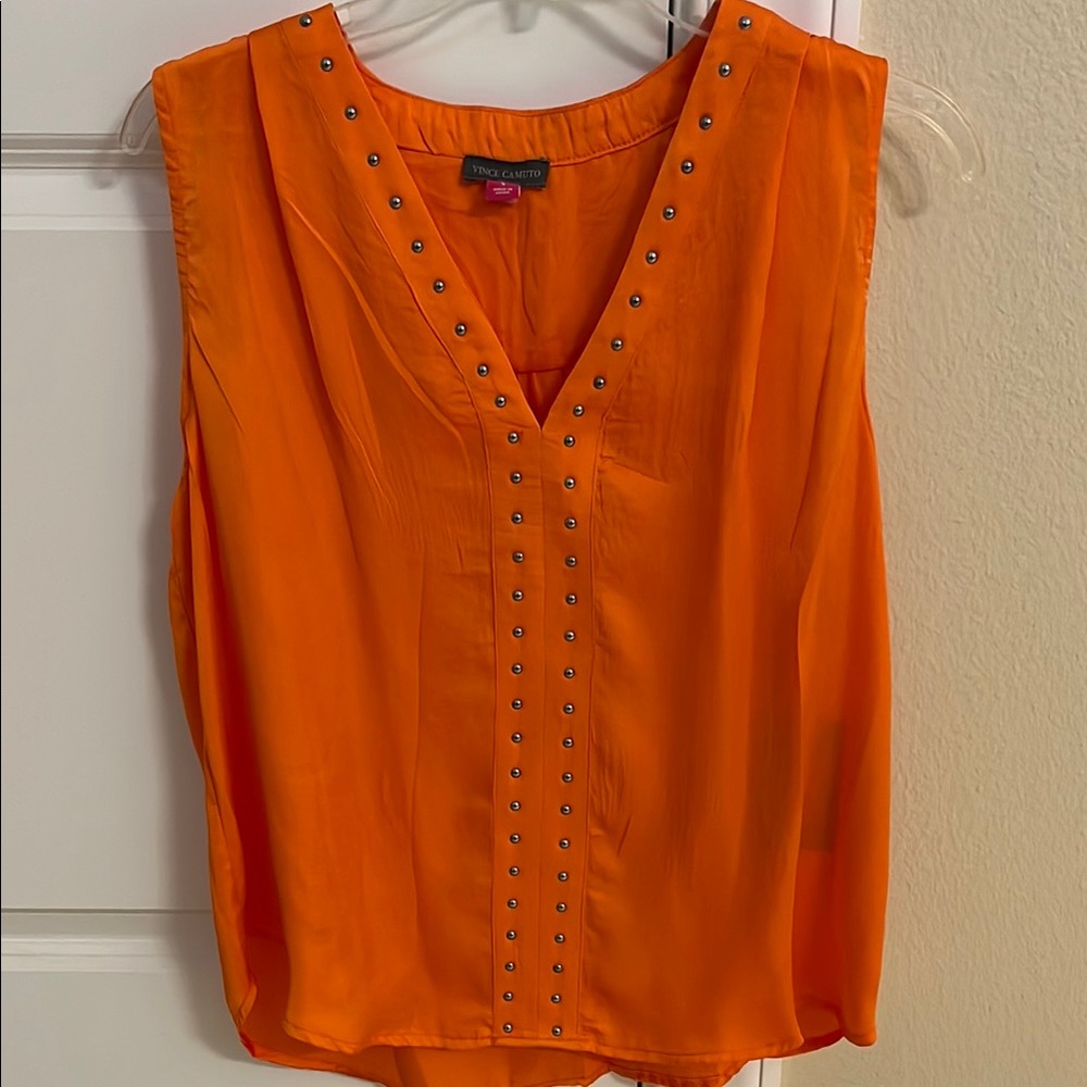 NWT Vince Camuto Orange Studded Sleeveless Top